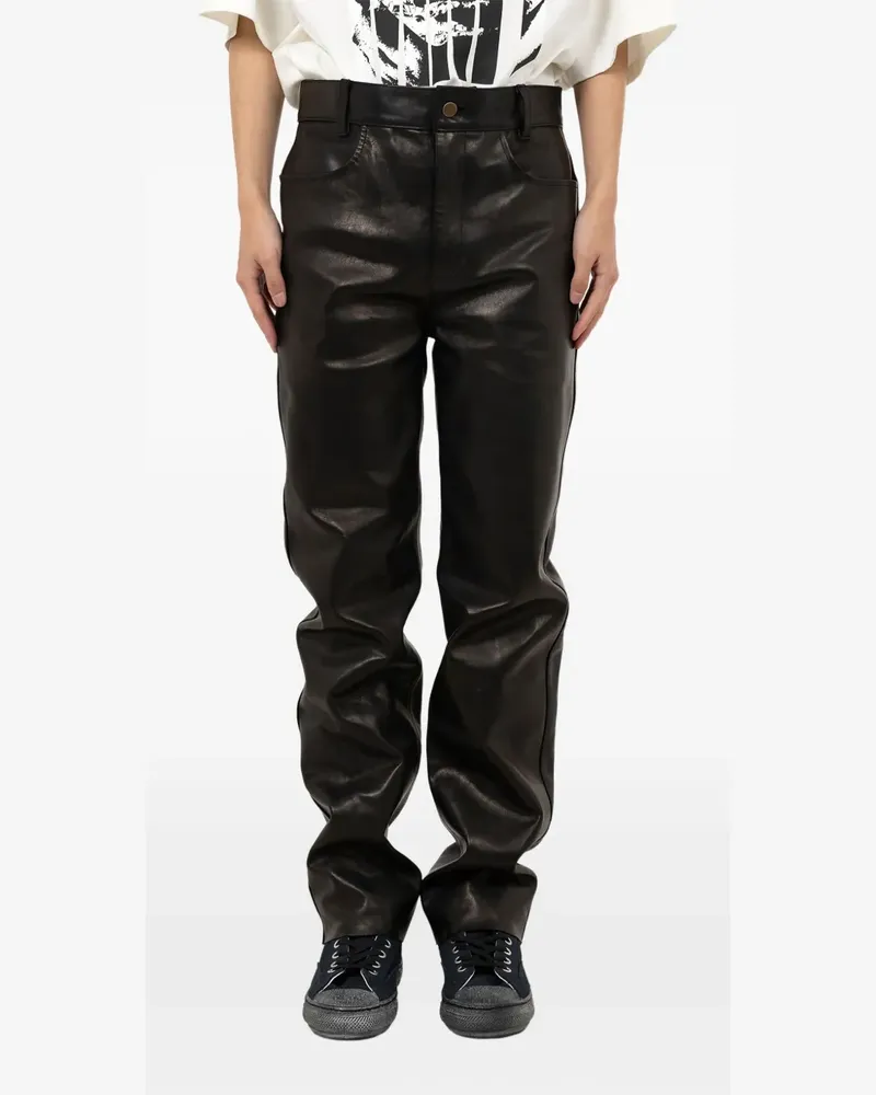 MIHARAYASUHIRO Lederhose mit Reißverschlusstasche - Schwarz Schwarz