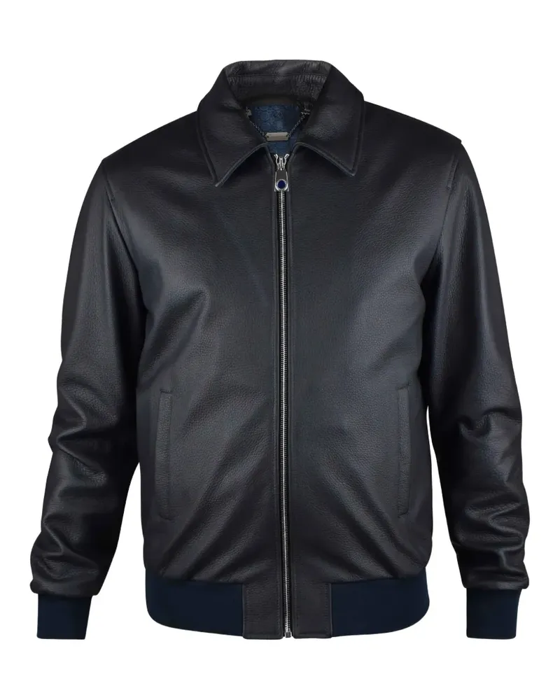 Billionaire zip-up leather jacket - Schwarz Schwarz