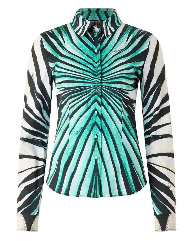 Roberto Cavalli Hemd mit Print - Blau Blau
