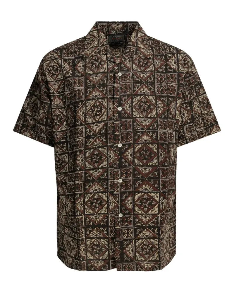 Beams Plus geometric-print short-sleeve shirt - Schwarz Schwarz