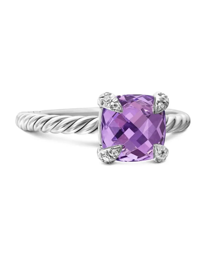 David Yurman Chatelaine Ring mit Amethyst und Diamanten 8mm - Violett Violett
