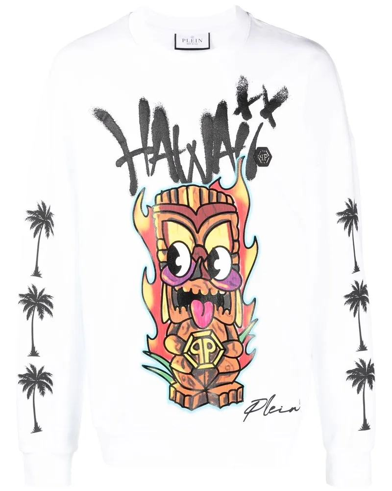 Philipp Plein Sweatshirt mit Hawaii-Print Weiß