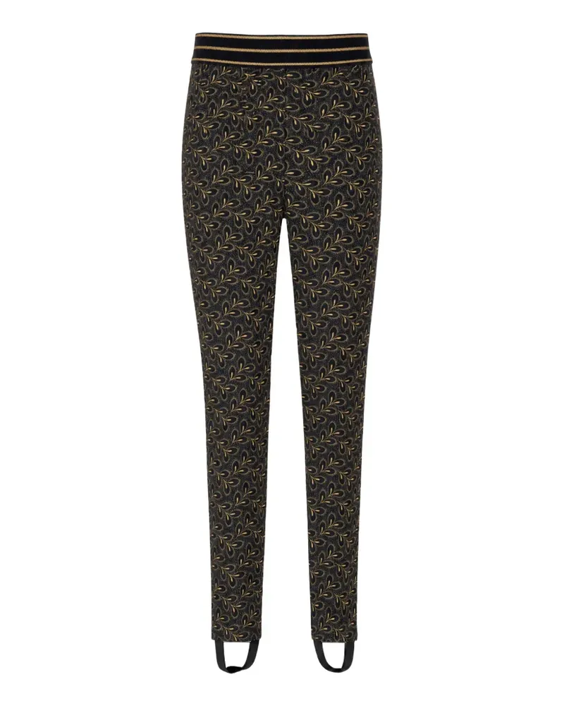 Kristina Ti leaf-print stirrup trousers - Schwarz Schwarz