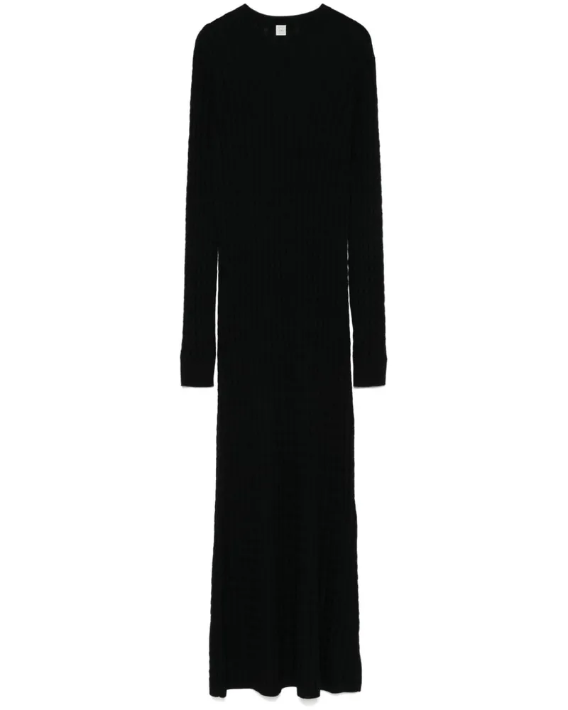 Totême Maxikleid mit Zopfmuster - Schwarz Schwarz