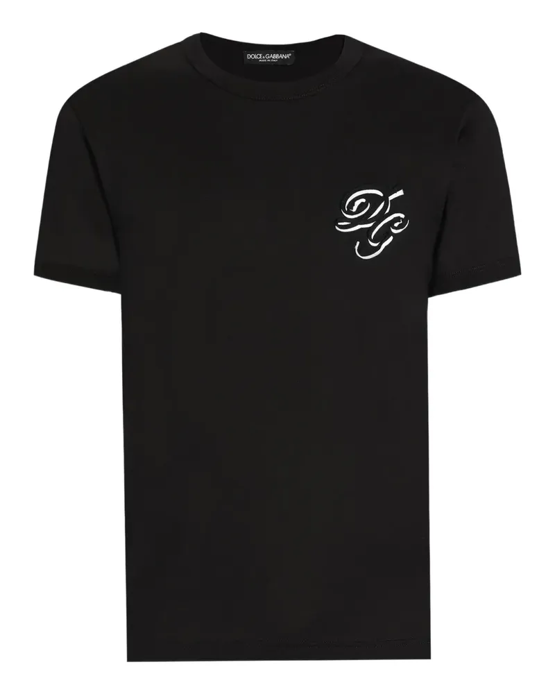 Dolce & Gabbana T-Shirt mit Logo-Applikation - Schwarz Schwarz