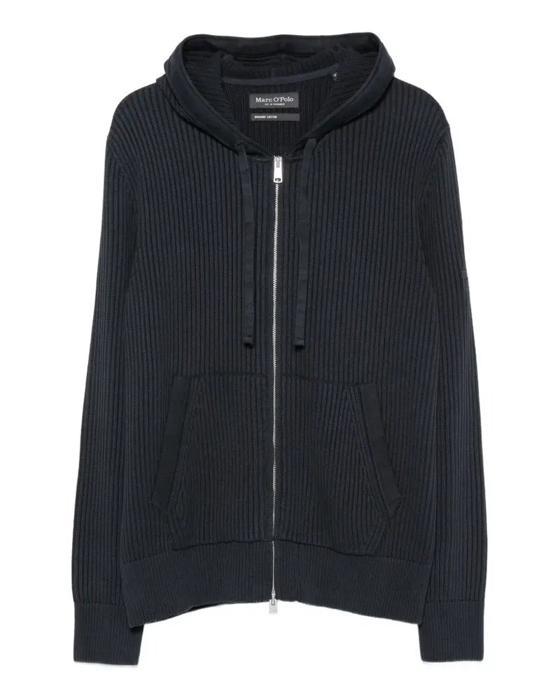 Marc O'Polo ribbed-knit drawstring hoodie - Blau Blau