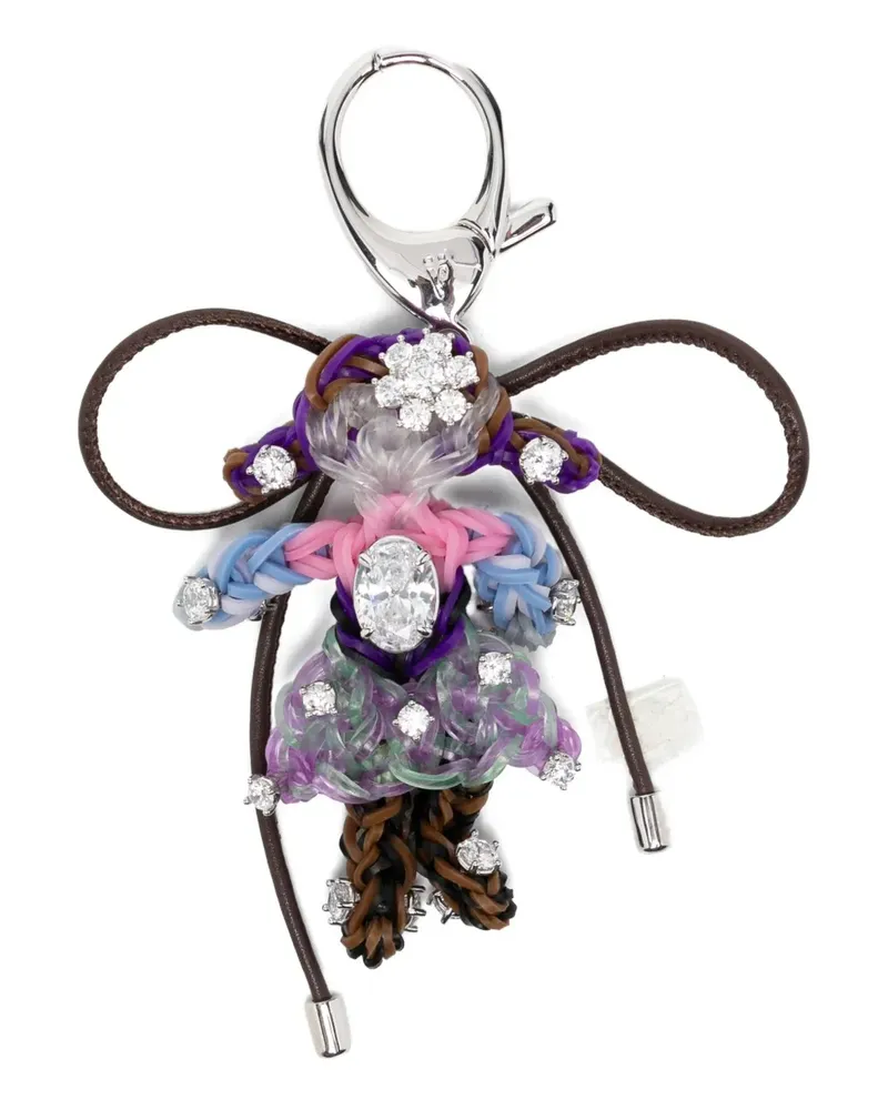 SHUSHU/TONG rhinestone woven doll keychain - Purple Purple