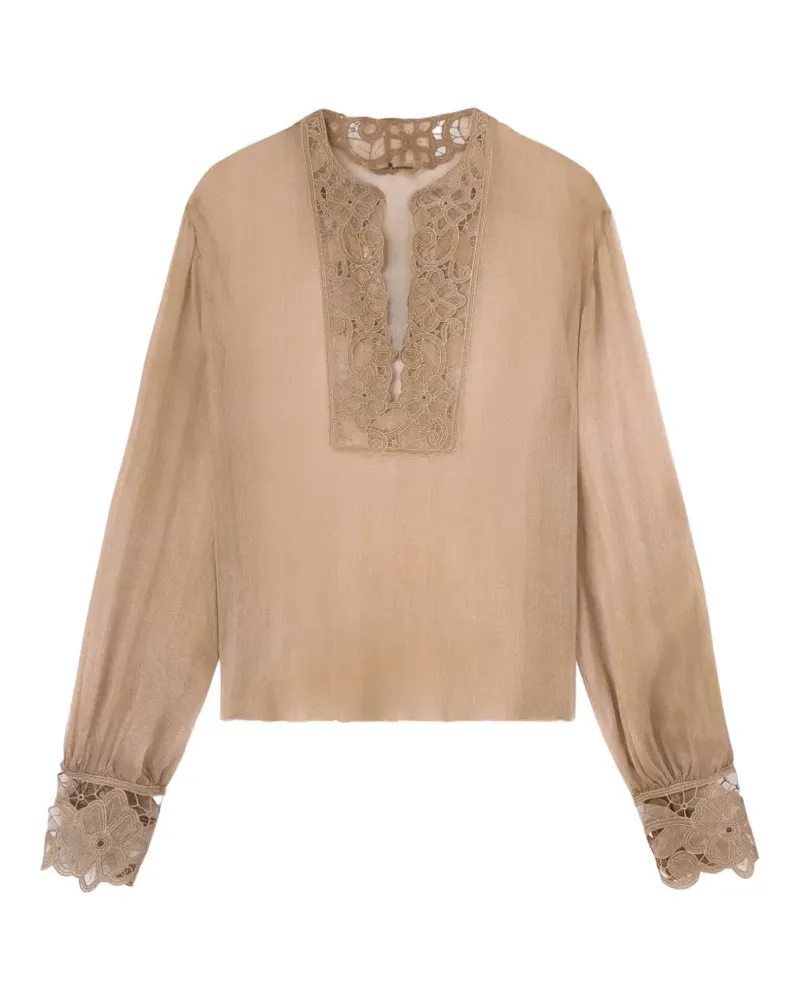Ermanno Scervino floral cut-work blouse - Nude Nude