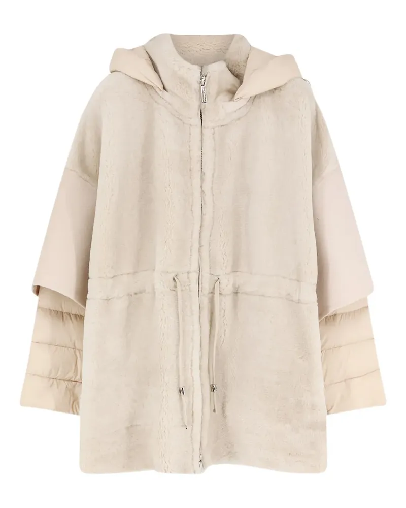 MOORER padded-sleeve hooded coat - Nude Nude