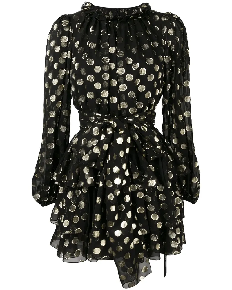 Dolce & Gabbana Gestuftes Kleid mit Polka Dots - Schwarz Schwarz