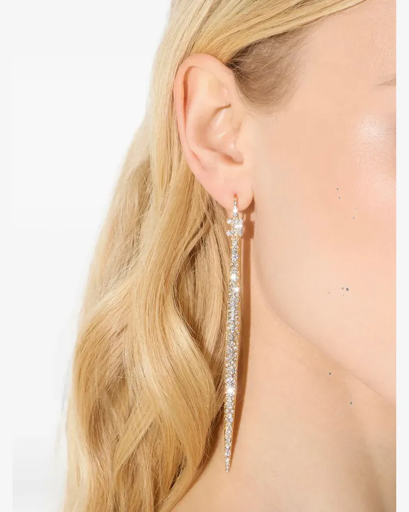 Elisabetta Franchi rhinestone-embellished logo-detail earrings - Gold Gold