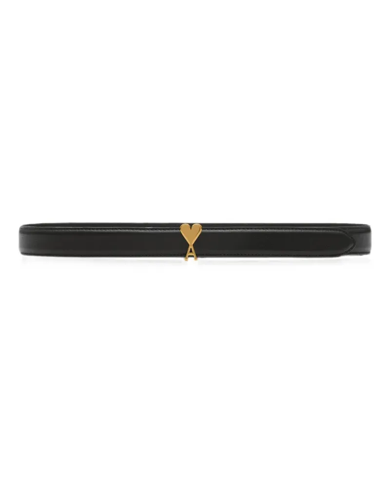 AMI Paris Rindsledergürtel mit Ami de Coeur Schnalle 25mm - Schwarz Schwarz