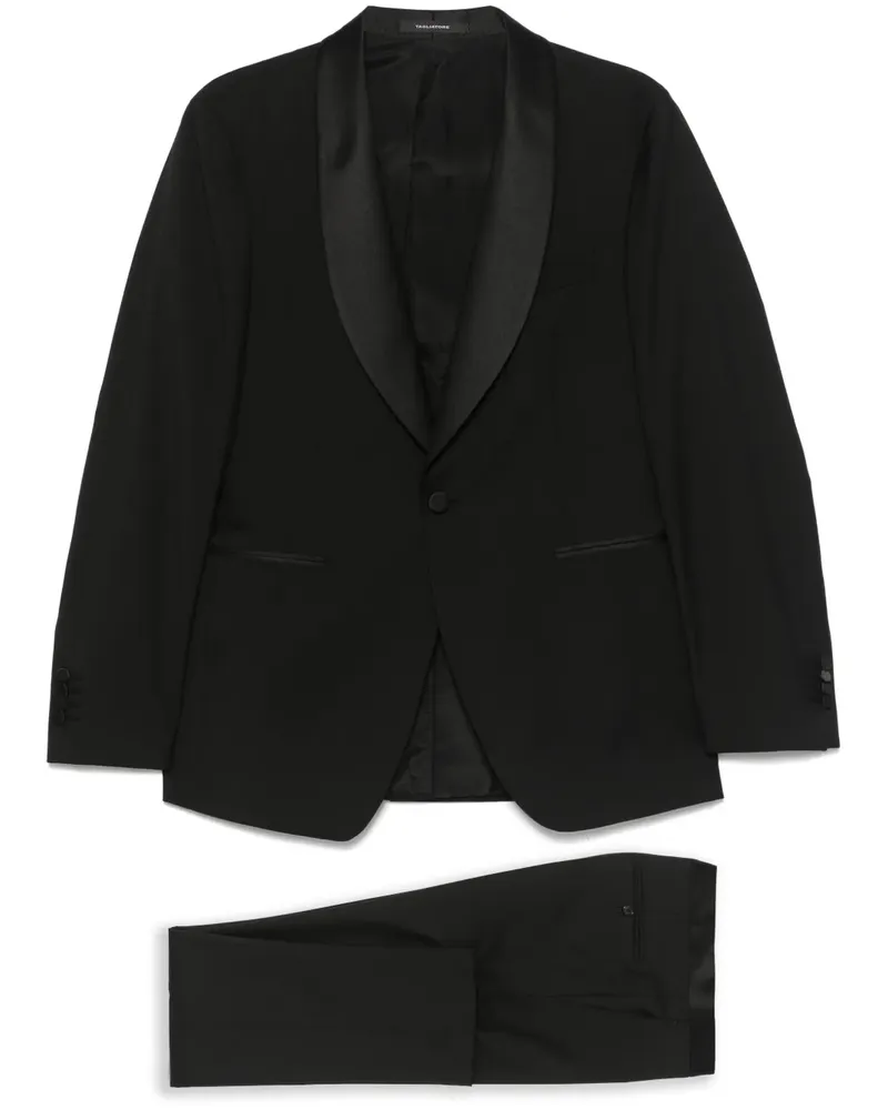 Tagliatore Anzug mit Satinbesatz - Schwarz Schwarz