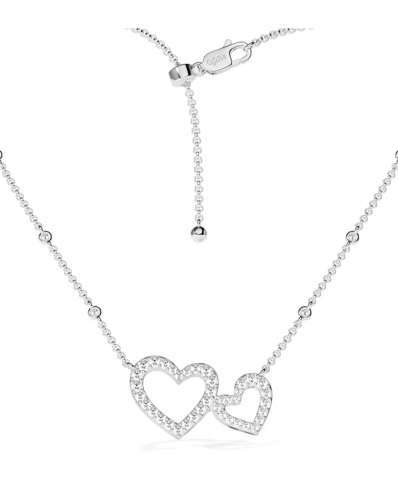 APM Monaco crystal-embellished double-heart necklace - Silber Silber