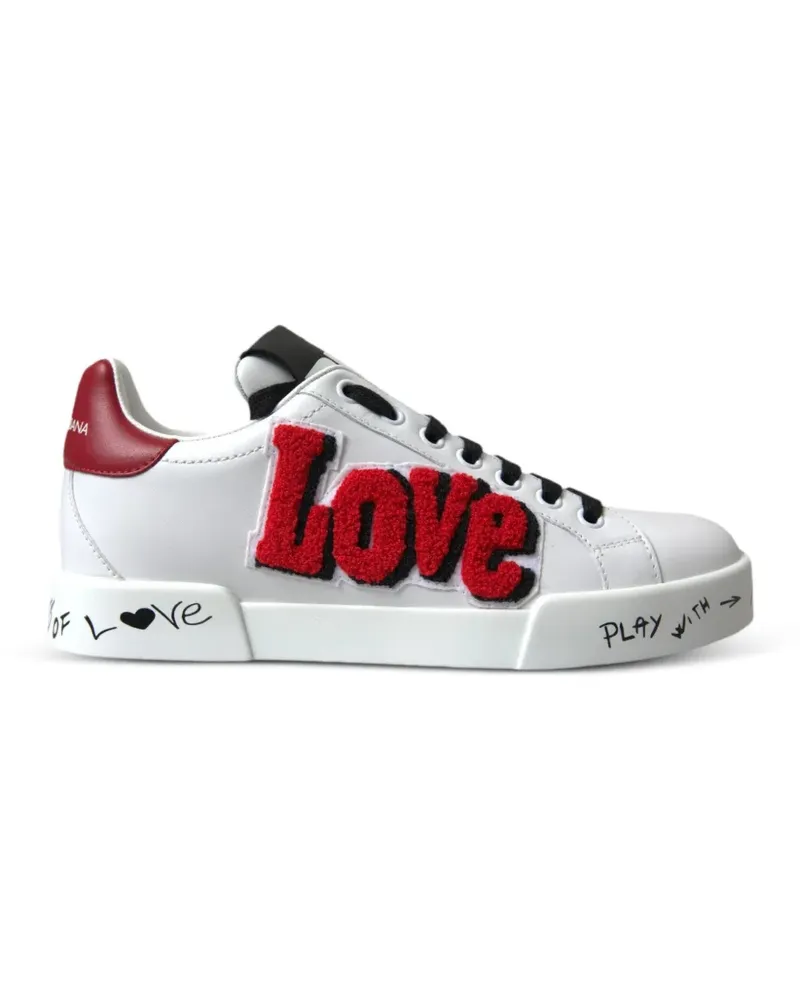 Dolce & Gabbana Portofino Sneakers mit Logo-Patch - Weiß Weiß