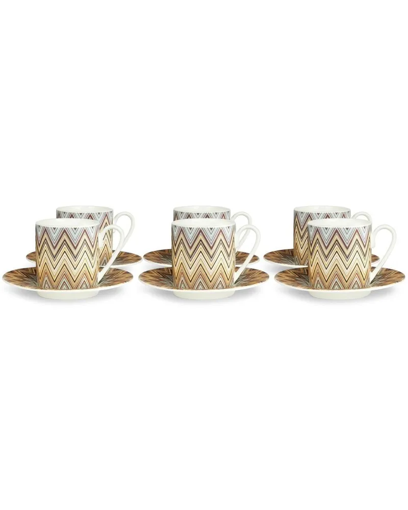 Missoni Home 6-teiliges Kaffeeservice mit Zickzackmuster - Braun Braun