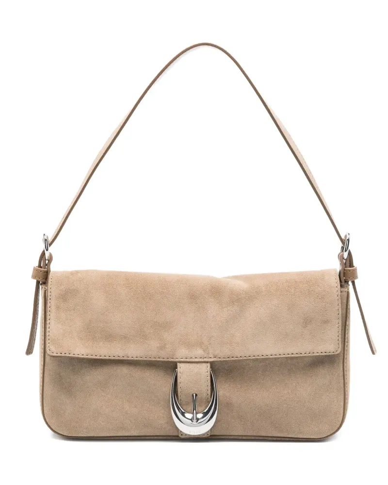 STAUD Harlow Schultertasche aus Wildleder - Grau Grau