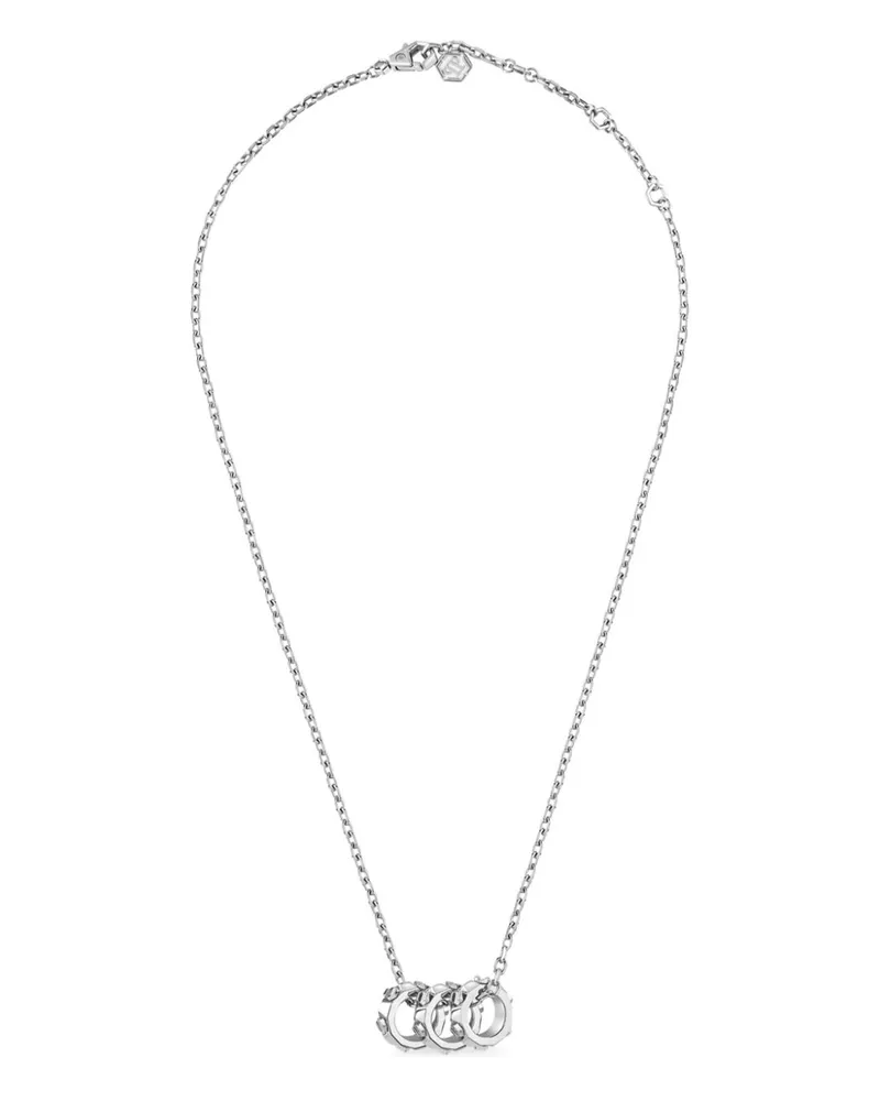 Philipp Plein Halskette mit drei Ringen - Silber Silber