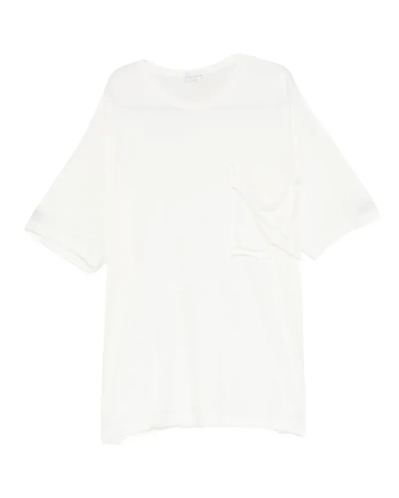 Yohji Yamamoto T-Shirt mit aufgesetzter Tasche - Weiß Weiß
