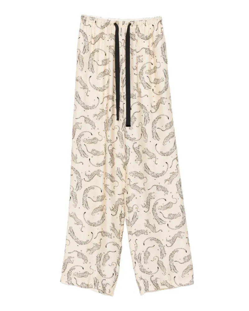 forte_forte Palazzohose mit Leoparden-Print - Nude Nude