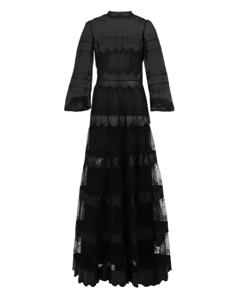 COSTARELLOS Jacey Tüllrobe mit Stickerei - Schwarz Schwarz