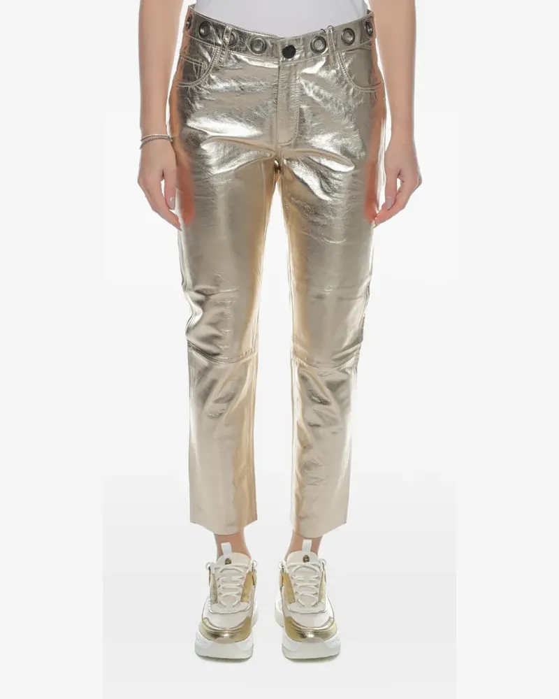 One Teaspoon Heart Break Hotel leather cropped trousers - Gold Gold