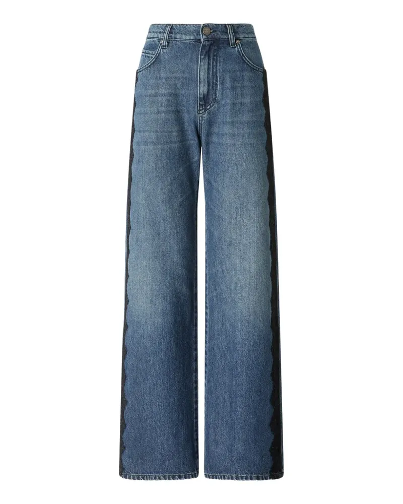 Pinko Wide-Leg-Jeans mit Spitzenbesatz - Blau Blau