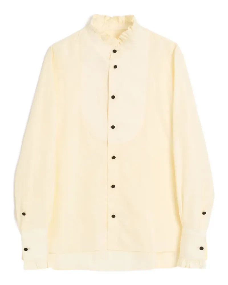 Valentino Garavani cotton poplin shirt with plastron and ruffles - Gelb Gelb
