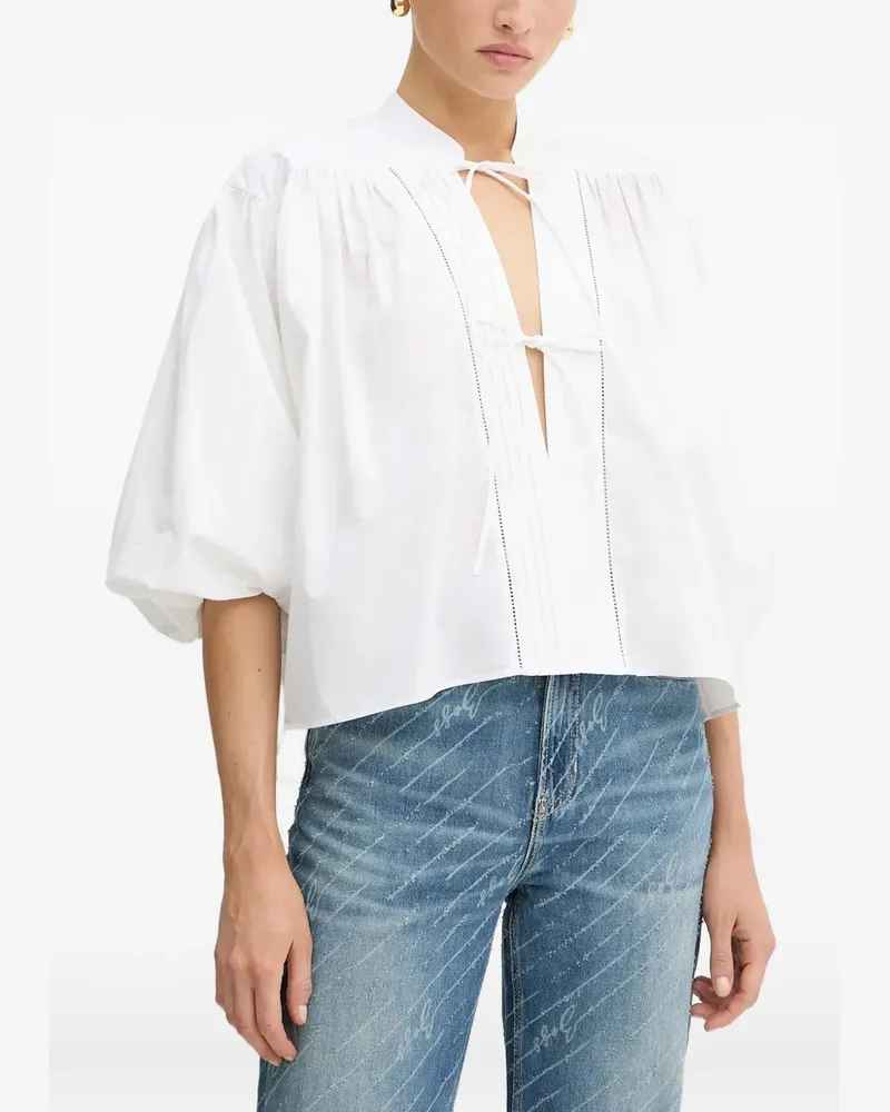 HUGO BOSS Bluse mit Ballonärmeln - Weiß Weiß