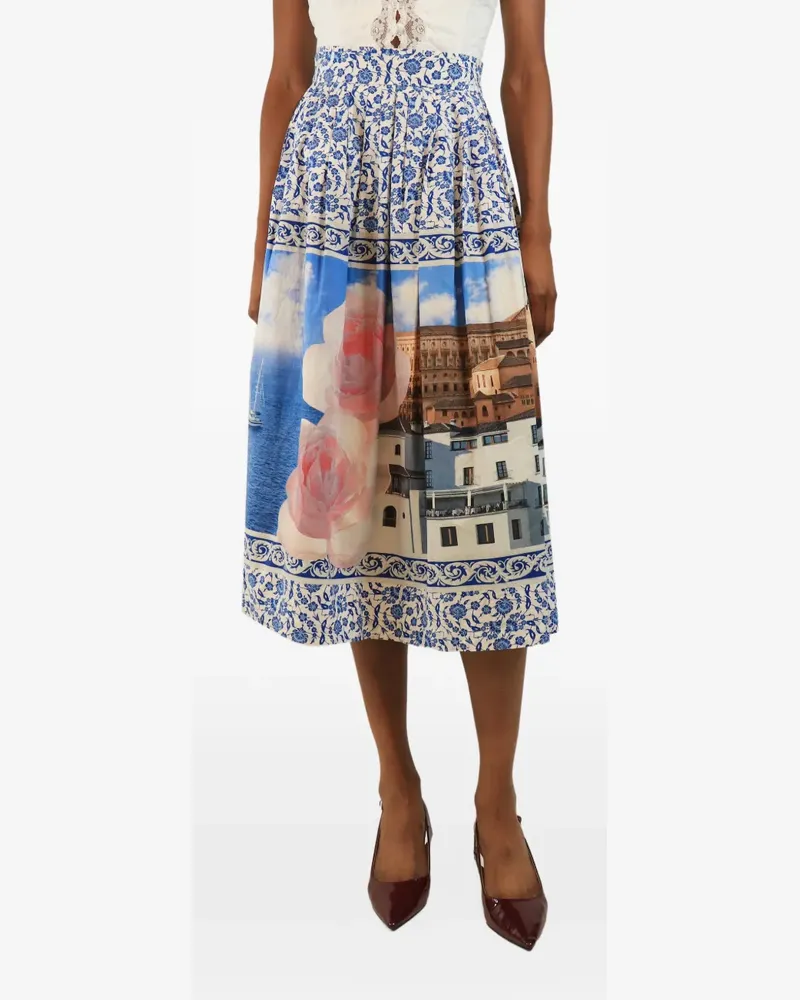 Max Mara Midirock mit hohem Bund - Blau Blau