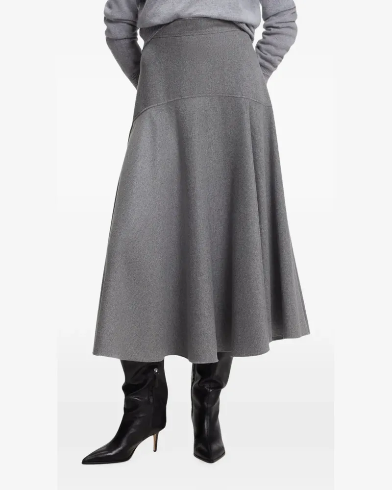 HUGO BOSS A-Linien-Rock aus meliertem Flanell - Grau Grau