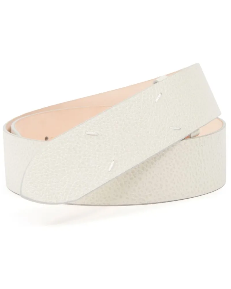 Maison Margiela Ledergürtel mit Ziernähten - Weiß Weiß