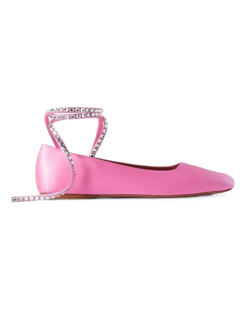 Amina Muaddi Ballerinas mit Kristallen - Rosa Rosa