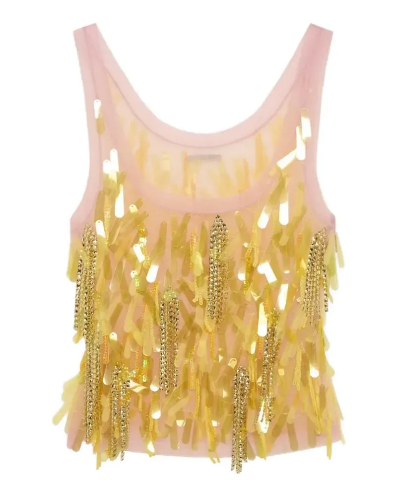 16ARLINGTON Sharla embroidered tulle tank top - Gold Gold