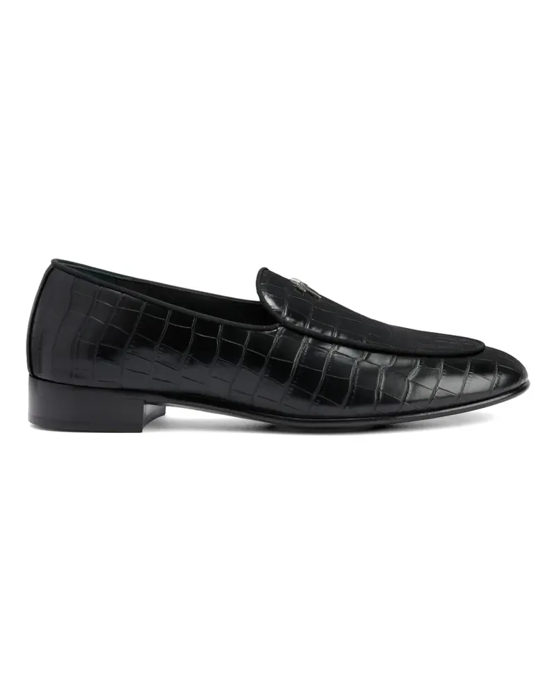 Giuseppe Zanotti crocodile metal logo loafers - Schwarz Schwarz