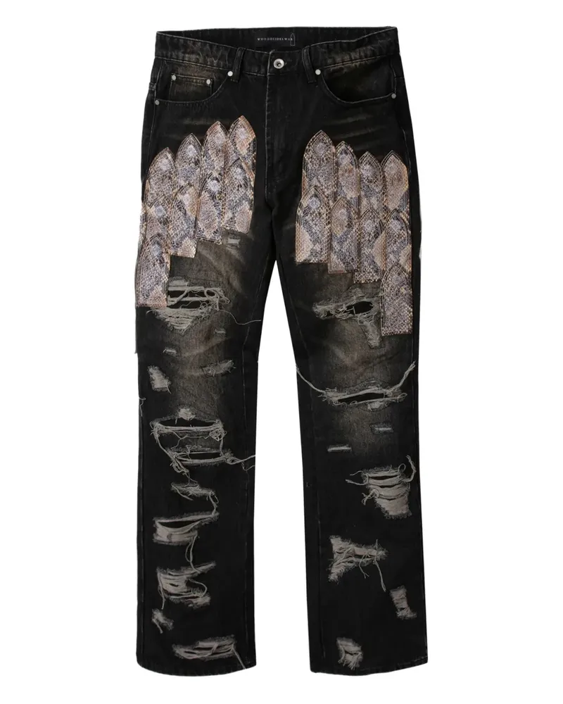 WHO DECIDES WAR Patched Arch Jeans - Schwarz Schwarz