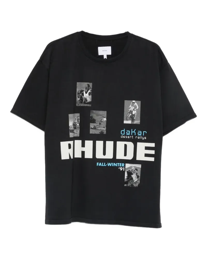 RHUDE logo-print graphic-print T-shirt - Schwarz Schwarz