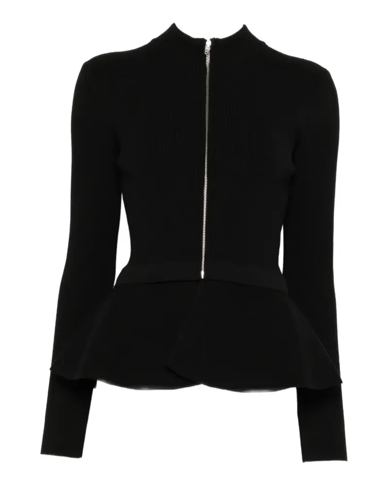 JUUN.J ribbed peplum cardigan - Schwarz Schwarz