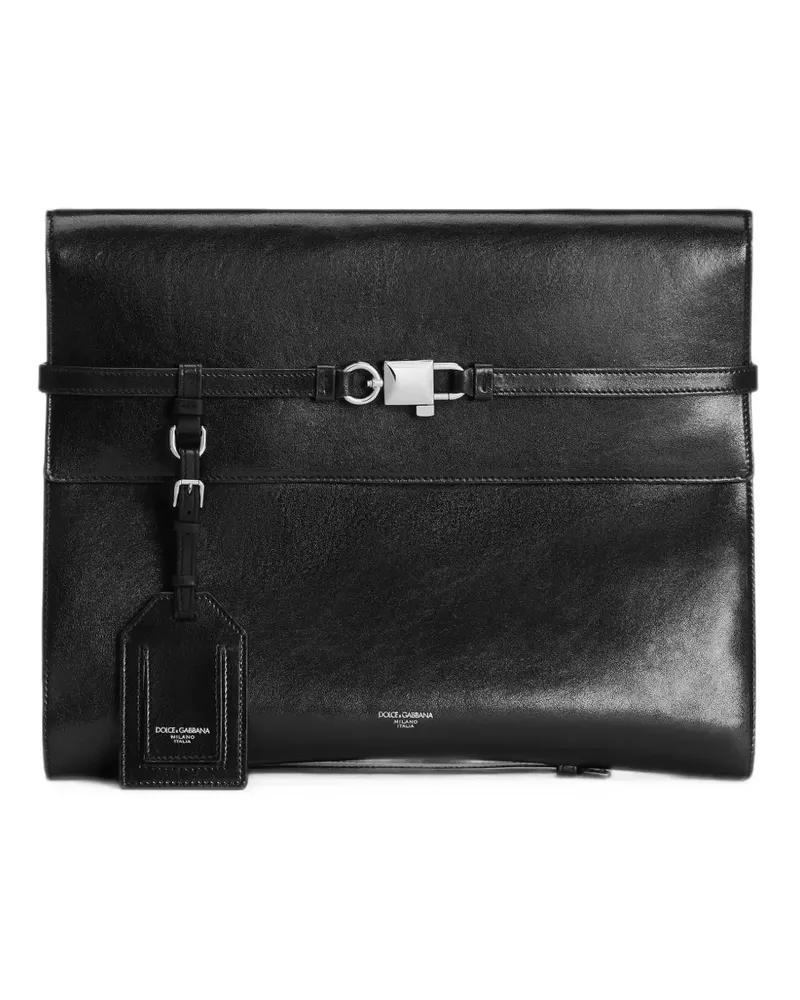 Dolce & Gabbana Lock Clutch aus Kalbsleder - Schwarz Schwarz