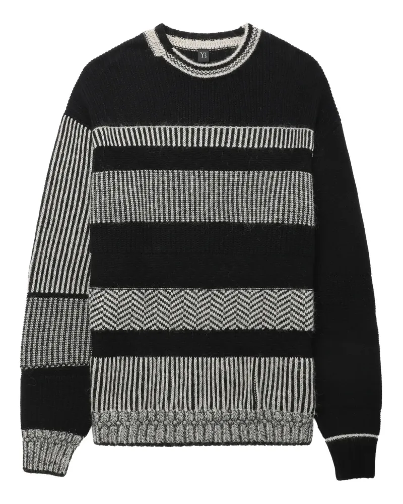 Yohji Yamamoto Pullover mit gestreiften Einsätzen - Schwarz Schwarz