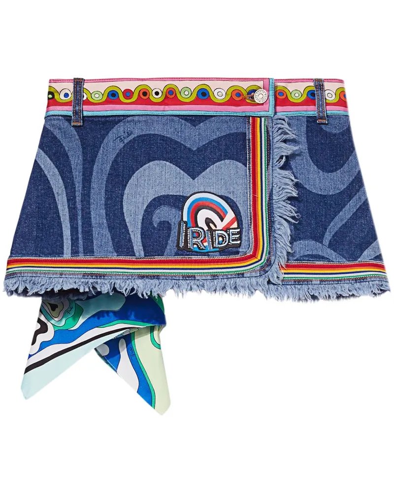 Emilio Pucci Jeansrock mit Marmo-Print - Blau Blau
