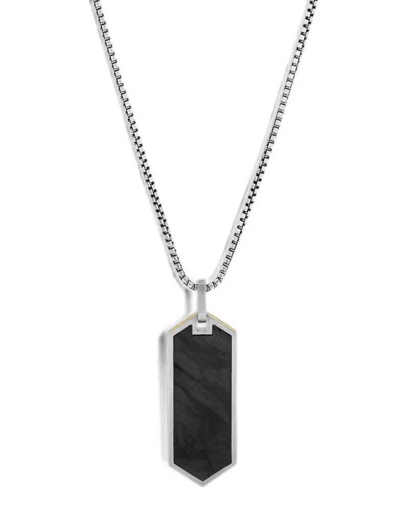 Tateossian geometric-pendant box-chain necklace - Silber Silber
