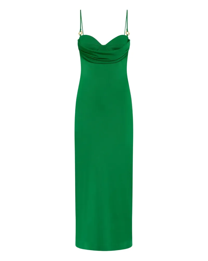 Rebecca Vallance Erin Midikleid mit Wasserfallausschnitt - Grün Grün