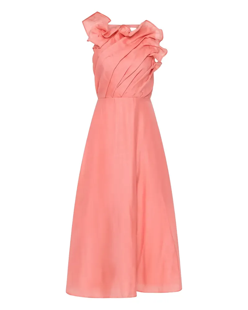 Aje. Gerüschtes Genesis Midikleid - Rosa Rosa
