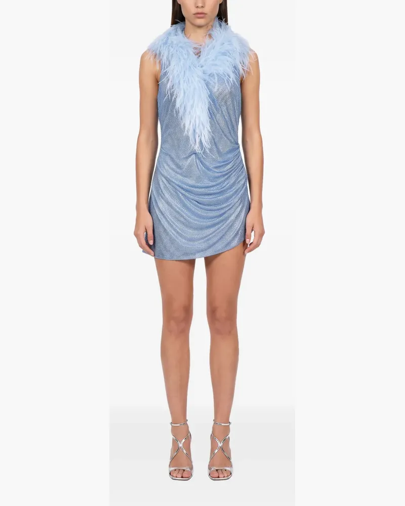 Giuseppe di Morabito Gerafftes Minikleid mit Federn - Blau Blau