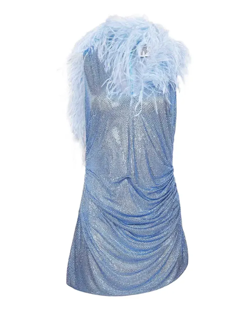 Giuseppe di Morabito feather-trim ruched mini dress - Blau Blau