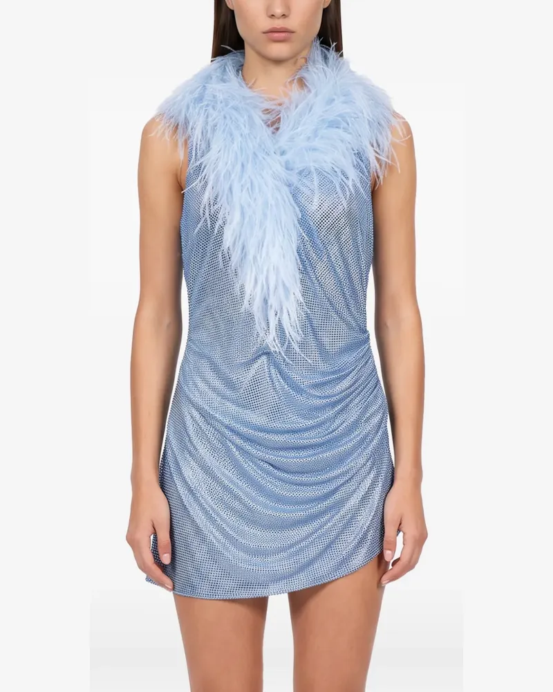 Giuseppe di Morabito feather-trim ruched mini dress - Blau Blau
