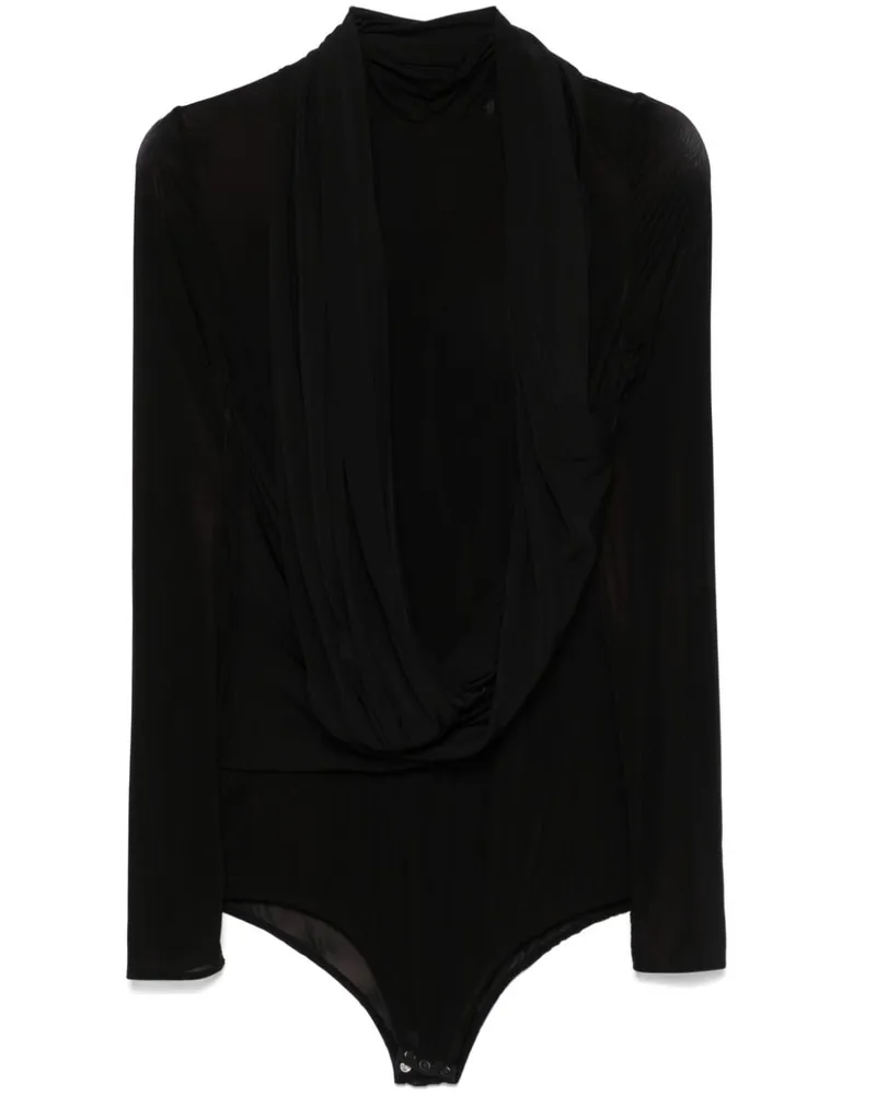 Magda Butrym Semi-transparenter Body mit Cape-Effekt - Schwarz Schwarz