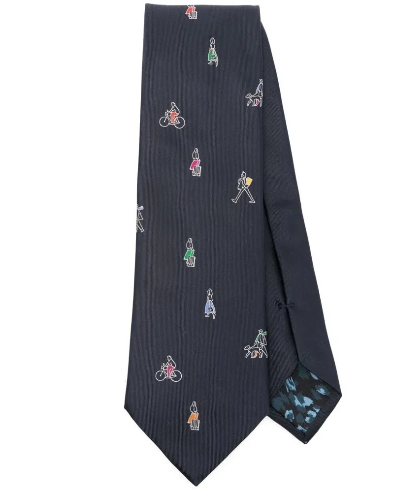 Paul Smith Krawatte mit People-Print - Blau Blau
