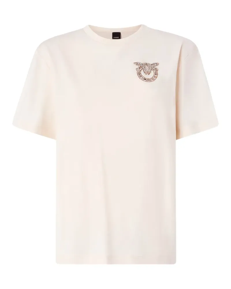 Pinko T-Shirt mit Love Birds-Schmuckdetail - Nude Nude